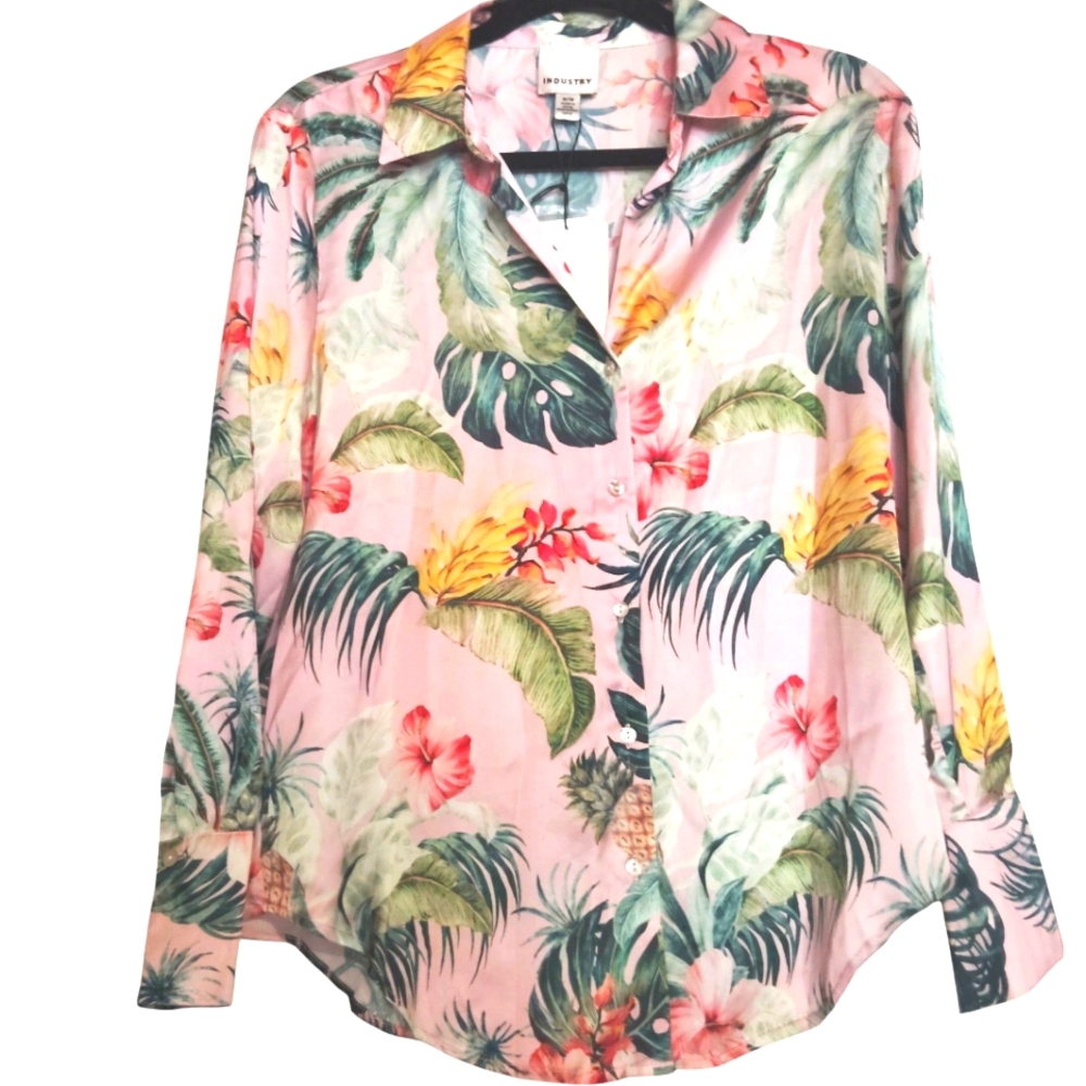 NWT INDUSTRY Tropical Print Blouse Size XSP